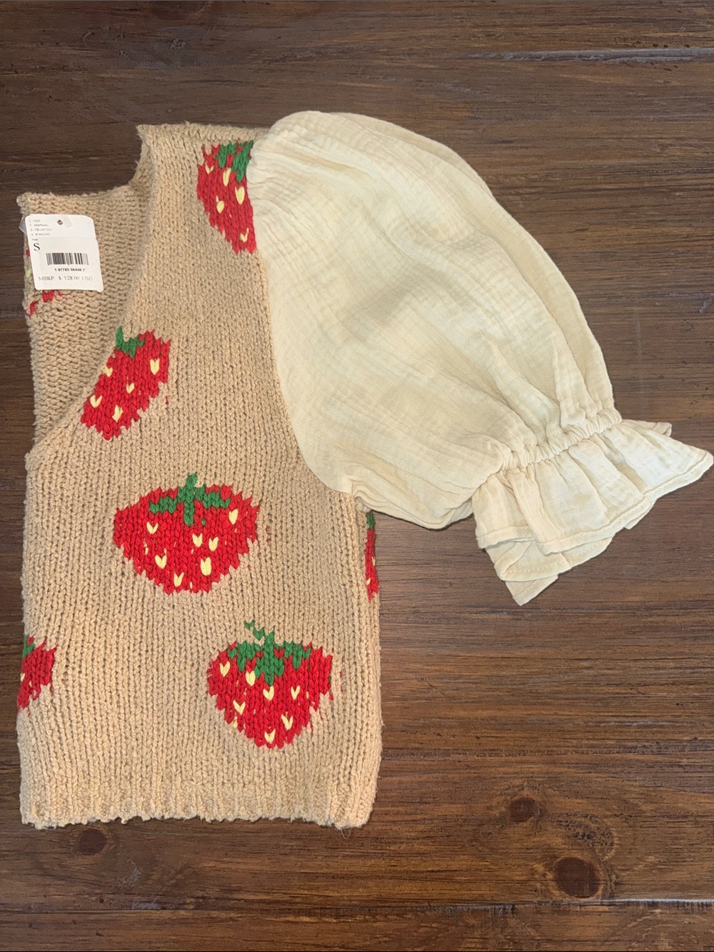 NWT Free People Strawberry Jam Mixed-Media Crop Top Size S - Picture 3 of 13